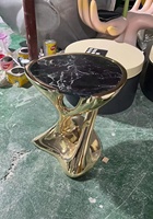 Table basse moderne extensible en verre et marbre de haute qualité italienne avec structure en métal pour petits appartements et balcons
