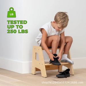 Cross-border household wooden children's shoe changing <b>stool</b>, washbasin countertop wooden footrest <b>stool</b>, <b>bathroom</b> shower - Product Image 3