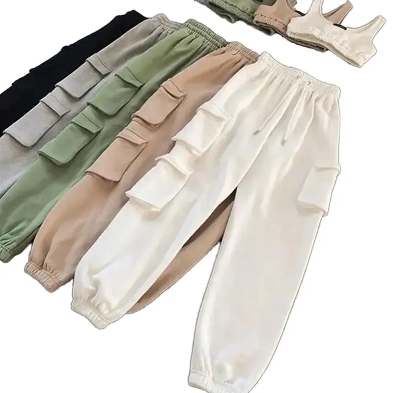 2024 Wholesale High Quality Unisex Three Pocket Harem Pants Ladies Trouser Jogger Workout Cargo Pants For Women
