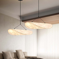 Lustre LED en tissu de soie blanc chaud de style nordique moderne 3500K, lampe suspendue longue pour maison, villa, restaurant, salon