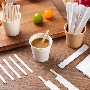 Bâtonnets à mélanger jetables en bois de bouleau naturel pour petits gobelets et accessoires de café – Fourniture professionnelle - Product Image 5