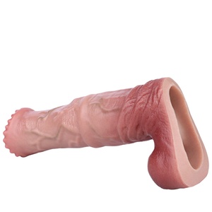 Manchon réaliste pour pénis avec anneau pénien, extenseur de pénis, manchon pour agrandissement du pénis, retardateur d'éjaculation, préservatif réutilisable, jouets sexuels pour hommes - Product Image 2