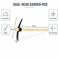 Pioche de jardin à manche en bois et tête en fonte, outil de culture agricole, personnalisable OEM