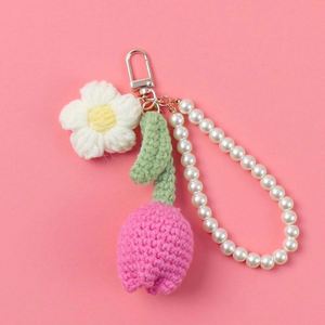 พวงกุญแจดอกไม้โครเชต์ ของขวัญวาเลนไทน์คริสต์มาสแฮนด์เมดขายส่ง - Product Image 3