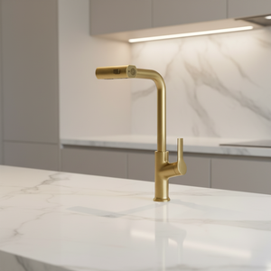 Nouvelle Robinet de Cuisine Monocommande en Acier Inoxydable 304, Design Moderne, à Poser sur Plan, avec Douchette Extensible, <span class=keywords><strong>Eau</strong></span> Chaude/Froide Mélangée, Rotation 360° - Product Image 5