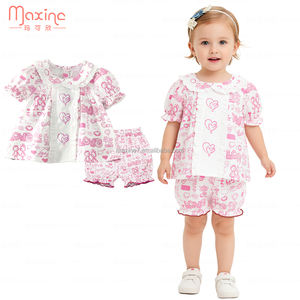 Ensemble de broderie pour fille, Saint-Valentin, nœud papillon Peter Pan, vêtements pour filles, manches courtes, ensemble de <span class=keywords><strong>2</strong></span> pièces pour filles - Product Image 5