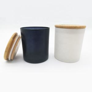 A07M Pots à bougies <span class=keywords><strong>en</strong></span> verre noir de luxe pour la fabrication de bougies parfumées de vacances et de Noël Porte-piliers et lanternes élégants - Product Image 6