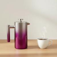 Cafetière à piston portable 1000 ml en acier inoxydable 304 à double paroi avec isolation métallique et changement de couleur progressif pour la maison