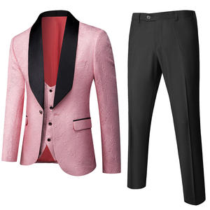 Trajes de Boda <span class=keywords><strong>para</strong></span> <span class=keywords><strong>Hombre</strong></span> (Chaqueta+Chaleco+Pantalones), Traje de Etiqueta <span class=keywords><strong>Blanco</strong></span> Jacquard con Cuello de Satén Negro, Esmoquin de 3 Piezas <span class=keywords><strong>para</strong></span> Novio - Product Image 3