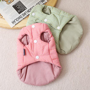 Rompi Teddy katun eksklusif Logo kustom untuk anjing kecil musim gugur/musim dingin kotak-kotak luar ruangan tali hangat pakaian anjing desain dua kaki - Product Image 3