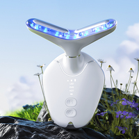 Masseur portable pour le visage et le cou rechargeable par USB, 7 couleurs, avec télécommande sans fil, multifonctionnel pour le bureau et la maison