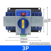 Saklar Transfer Otomatis ATS Mini CB Grade Dual Power 63A 2P 3P 4P 6 KA IP30 untuk Sistem Distribusi Daya Cadangan Generator