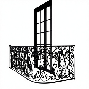 Rampe de balcon en fer forgé <span class=keywords><strong>noir</strong></span>, garde-corps décoratif en fonte, balustrade ornementale pour villa, appartement, hôtel - Product Image 4