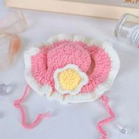 Divertido y Adorable Gorro Tejido a Mano con Patrón de Dibujos Animados de Perros y Gatos, Gorro de Ganchillo Hecho a Mano para Mascotas