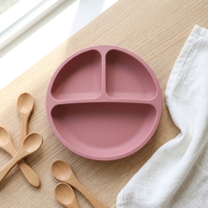 <span class=keywords><strong>Assiette</strong></span> d'alimentation pour bébé en silicone à trois compartiments, antidérapante, ronde, à ventouse, motif sourire, très vendue - Product Image 1