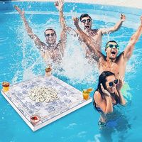 Table de Mahjong flottante pour piscine, tapis flottant pliable pour Mahjong américain avec support pour tuiles de Mahjong