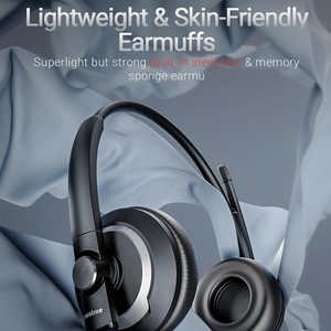 AWATRUE EH05 Wired <b>USB</b>/3.5mm Office Headset with ENC Noise Canceling <b>Mic</b>, Over-Ear Call Center Headphones with Inline Control - Product Image 3