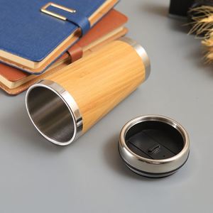 Customize 450Ml Double Wall Stainless Steel Travel Coffee Vacuum <b>Insulated</b> Bamboo Mug <b>Cup</b> - Product Image 5