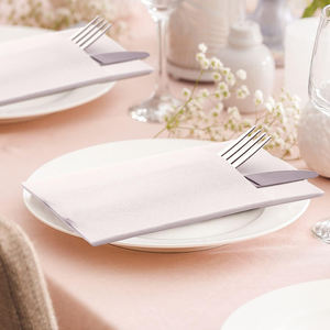 50 serviettes en papier blanc <span class=keywords><strong>pré</strong></span>-pliées effet lin, serviettes jetables aspect tissu avec poche intégrée pour couverts, pour fêtes ou événements - Product Image 5