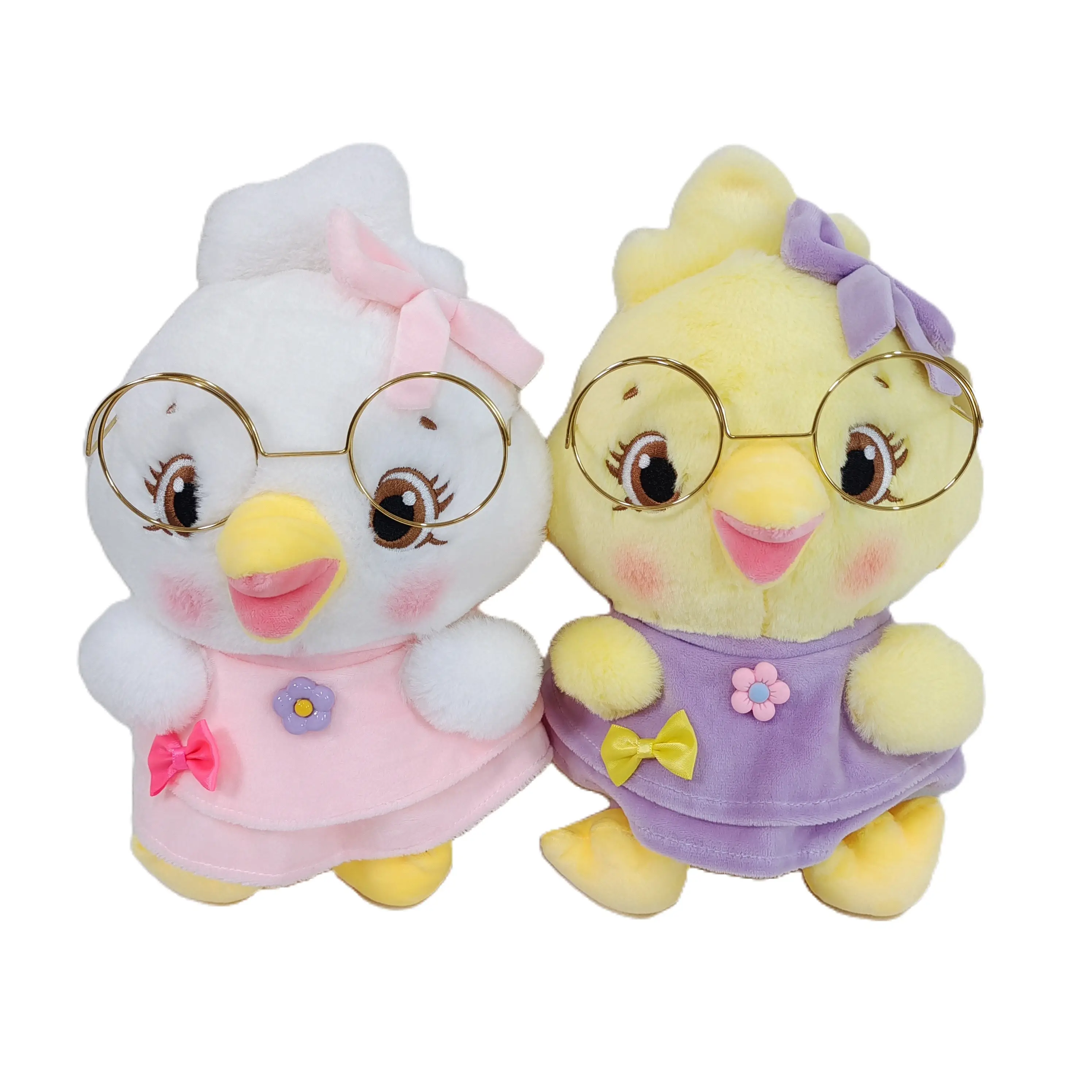 ODE/OEM creativo lindo personalización 20 cm gafas pollo juguetes de peluche