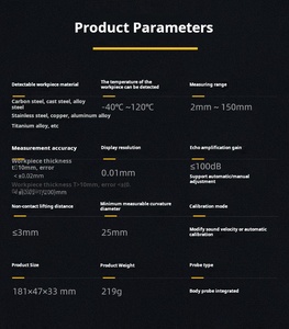 Taşınabilir yüksek doğruluk 0.01mm ultrasonik kalınlık ölçer dedektörü kalem 2mm-150mm aralığı OLED ekran IP65 koruma 3400mAh - Product Image 4