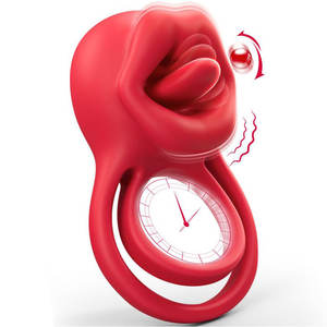 App Controle Penis <span class=keywords><strong>Ring</strong></span> Rose Seksspeeltje Vibrator Clitorale Testikel Stimulerende Tong Likken Trillende Haan Ringen Voor Mannen En Vrouwen - Product Image 1