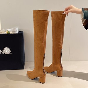 Nouvelles Bottes Hautes à Talon Aiguille pour Femme, Taille Plus, Imprimé Léopard, Jambe Droite, Rehaussantes, en Caoutchouc – Collection Automne Hiver - Product Image 2