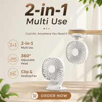 Ventilateur de bureau USB portable en gros, 5 pales, sans balais, à clipser, pour la maison, le bureau et l'extérieur
