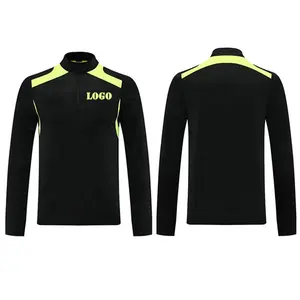 Long Sleeve Sweatshirt with Your logo Half Zipper Sweater Sports Suits Cheap Men Black Green Football Tracksuits