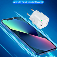 Chargeur mural mini pour téléphone portable avec prise UK USB-C PD 3.0 20W Chargeur rapide Protection SCP Certifié CE pour