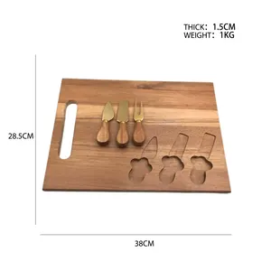 High Quality Cutting Board Set Acacia Cheese Wooden Cutting Board With Cheese Knife Fork
