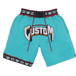 Op maat gemaakte teamnaam bedrukte polyester/katoenen mesh basketbalshorts plus size sets heren multicolor comfortabele sportshorts - Product Image 1