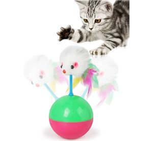 Jouet de souris de style moderne pour animaux de compagnie jouet interactif avec baguette en plumes souris en peluche de couleur aléatoire pour chats - Product Image 1