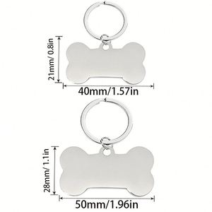 Carved Dog Tag Stainless Steel Paw Print <b>Pet</b> Pendant With Laser Logo <b>Blank</b> Material Engraved Keychain From Factory - Product Image 2