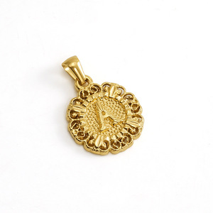 Zogxin Gold Plated Pendant Necklace Round Floral Design Chain Jewelry Everyday Wear - Product Image 5