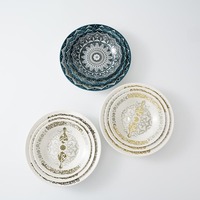 Vaisselle en céramique de gros pour le Ramadan, impression par transfert sous glaçure, design 18 pièces, service de table en porcelaine, assiettes à soupe