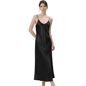 Robe de nuit en <span class=keywords><strong>soie</strong></span> de mûrier 100% 22 mm pour femmes, col en V, nouvelle mode 2026, chemise de nuit en <span class=keywords><strong>soie</strong></span> de luxe, robe de nuit pour femmes - Product Image 4