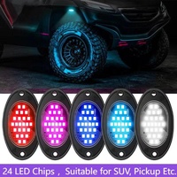 Luz estroboscópica de 12V de alta calidad, 24 LED RGB, luces de roca, blanco puro para camión 4X4, todoterreno, Jeep, ATV, coche, barco, yate, accesorios