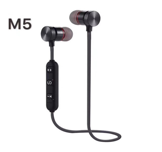 M5 Bluetooth Wireless Earphone Bluetooth Headset Sports in Ear Magnetic Wireless Earbuds Earpiece With Mic for Mobile Phone