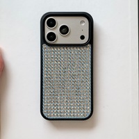 Coque de téléphone élégante en TPU doré, protection intégrale 360°, couleur unie, ornée de diamants, style minimaliste et moderne pour 17/16 Pro Max