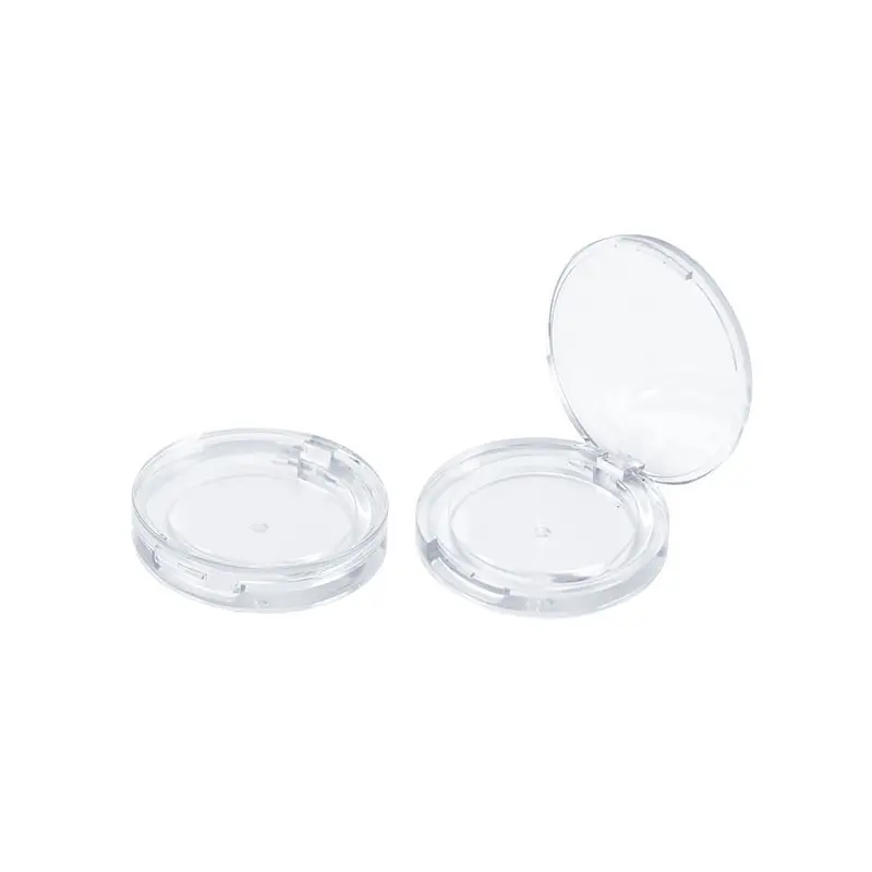 In stock clear plastic round single blusher empty casing transparent makeup eyeshadow container