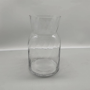 Hand Blown Wide Mouth Glass Transparent Minimalist Flower <b>Jar</b> for Home or Wedding Table <b>Decor</b> - Product Image 2