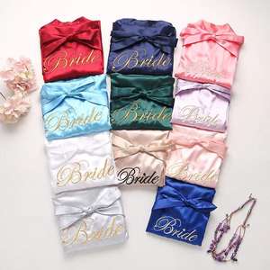 Summer Edition Satin Cardigan for Women Ladies Embroidery Dressing Gown Silk <strong>Robe</strong> Knee Length Bridesmaid Morning Gown Bride <strong>Robe</strong> - Product Image 2