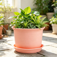Plateau de pot de fleurs en résine classique moderne, durable pour usage extérieur/intérieur, capacité de 5,13 L, pour plantes circulaires, bonsaïs, succulentes, pothos