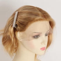 Perruques en cheveux humains respirantes à dentelle frontale sans colle, ondulées courtes de 8 pouces, brun clair avec mèches blondes, pour usage quotidien – Meilleures ventes
