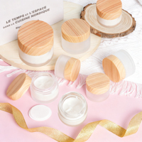 Bouteille cosmétique 5ml 10ml 20ml 30 ml 50ml 100ml 150ml 200ml Bouteille de crème en verre ronde vide avec couvercle étanche dans un pot de crème en bois