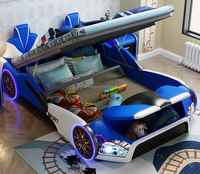 Italian Designer Kids Car Shape Bed Modern Children Boy Princess Sports Car Beds Popular Cartoon Solid Wood Soft Pack Kids Bed