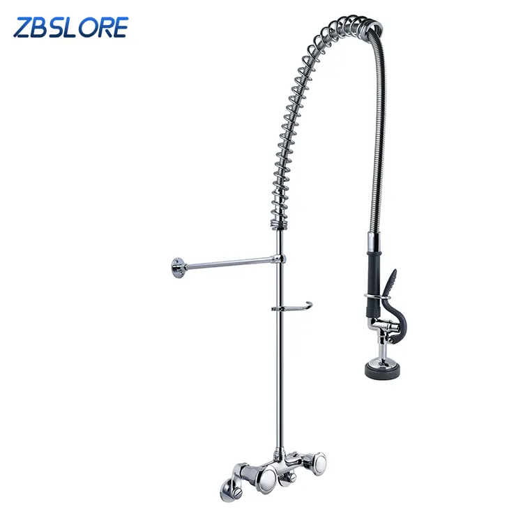3 Years Guarantee Pre Wash Rinse Commercial Pull Down Kitchen Faucet With 96cm Stainless Steel Hose