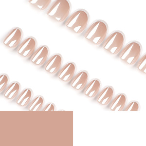 <span class=keywords><strong>Uñas</strong></span> Postizas Francesas con <span class=keywords><strong>Punta</strong></span> Cromada en Tono Nude, <span class=keywords><strong>Cortas</strong></span>, Reutilizables, de Acrílico para Mujer - Product Image 4