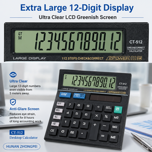 Calculadora Electrónica de Plástico CT-512 SKD, 12 Dígitos, Pantalla LCD Grande, Batería AAA, Logotipo Personalizado Disponible, Venta al Por Mayor para Oficina - Product Image 1